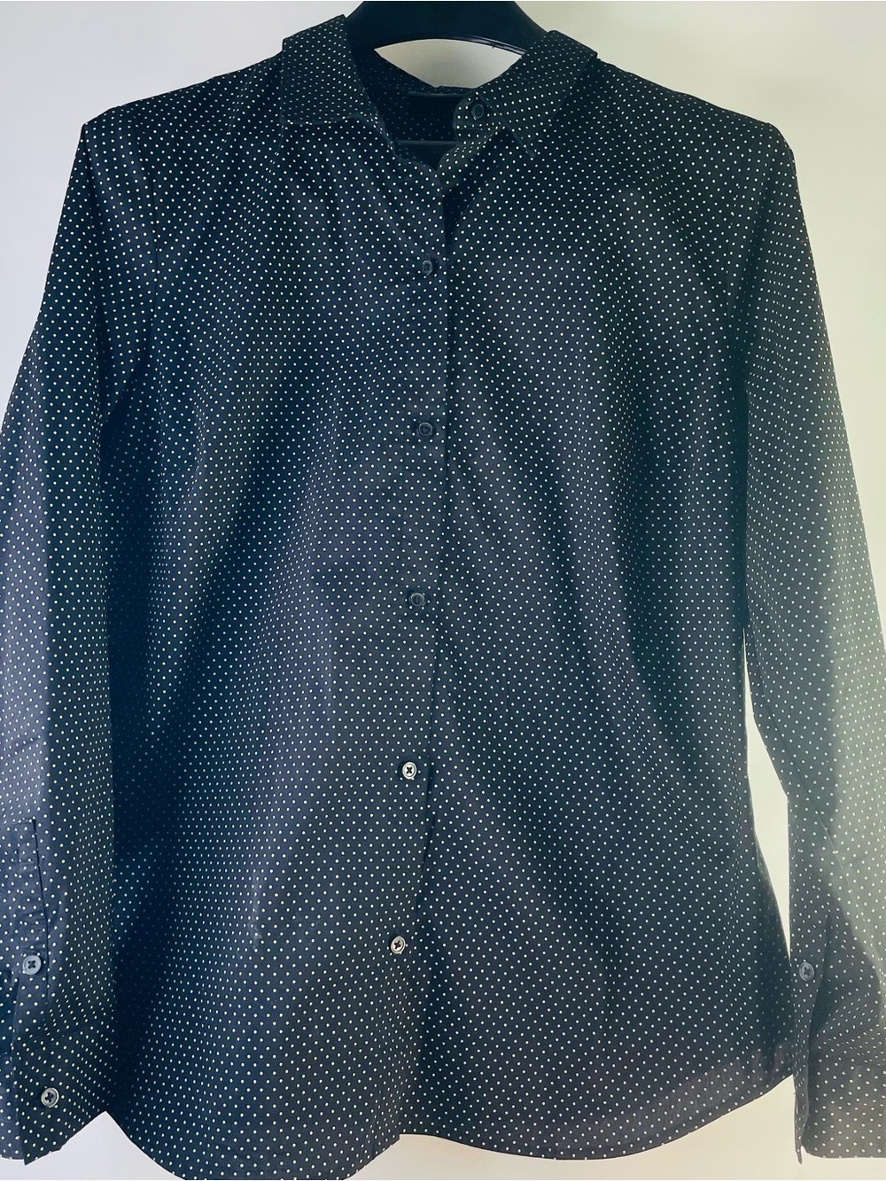 Apt. 9 Black Polka Dot Button-Up Blouse Black